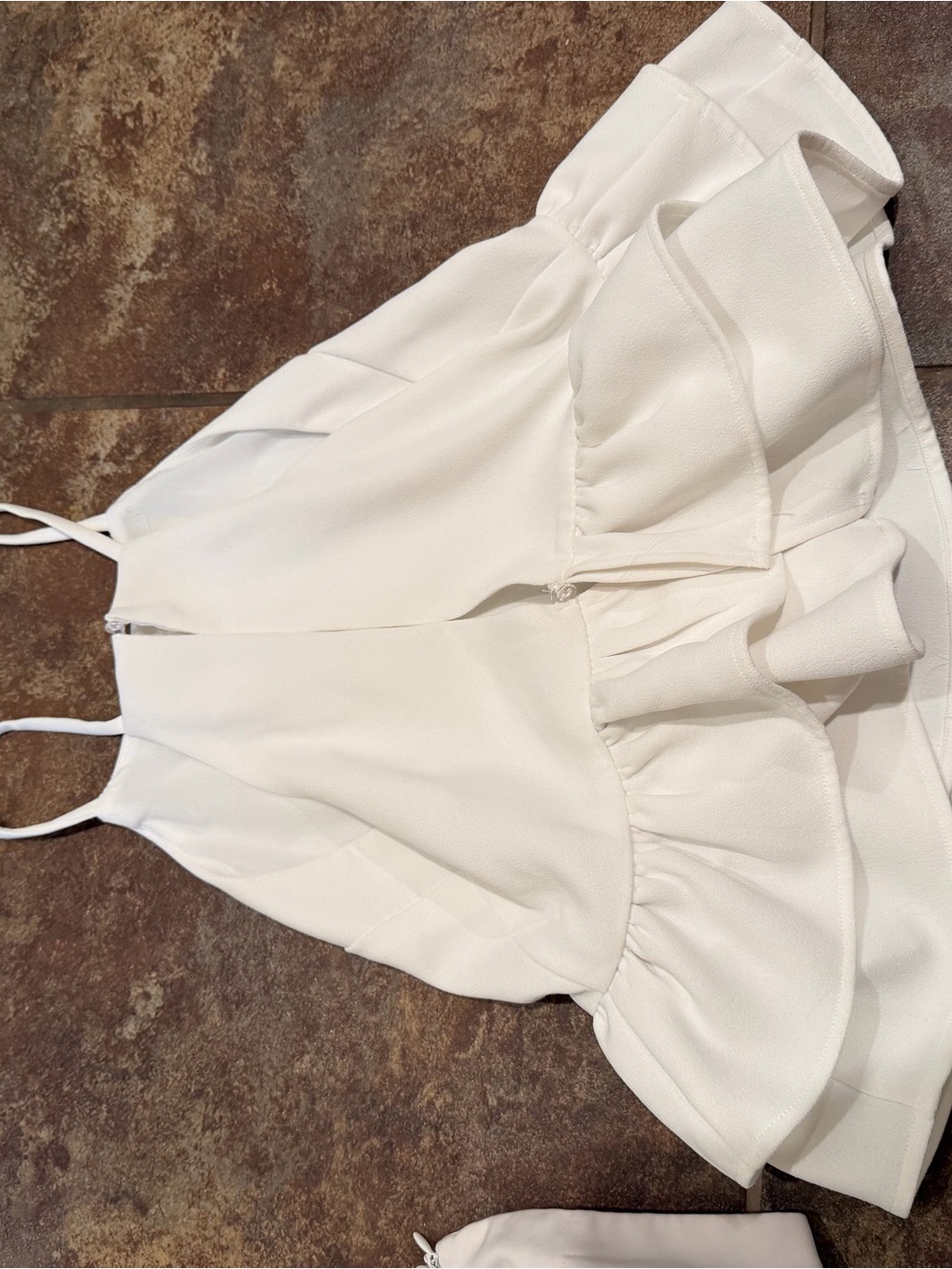 White Ruffled Spaghetti Strap Top - Picture 2 of 3